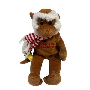Cheesecake Factory Monkey Plush 2002 Scarf Red White Stripe 10"